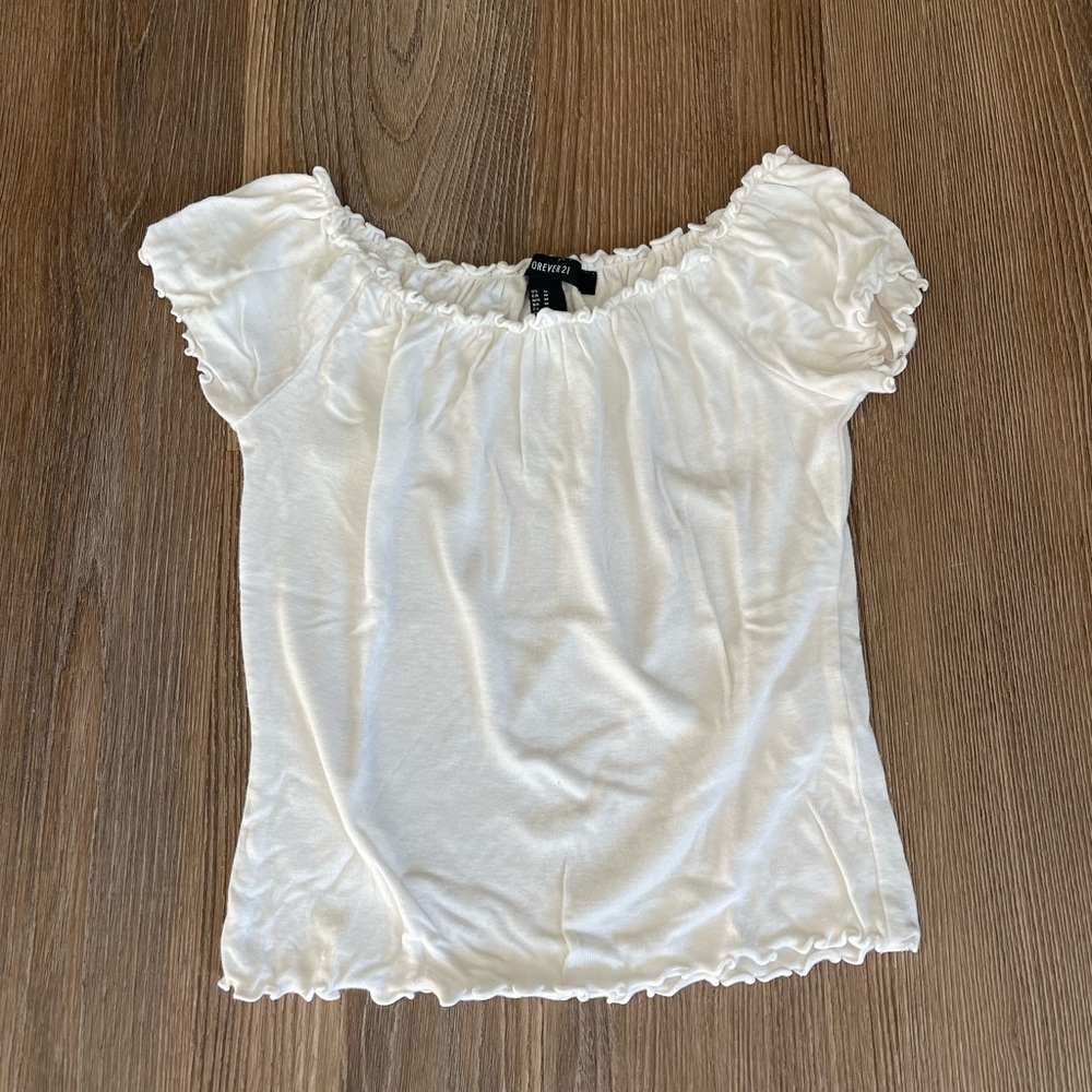 Forever 21 White Off The Shoulder Top